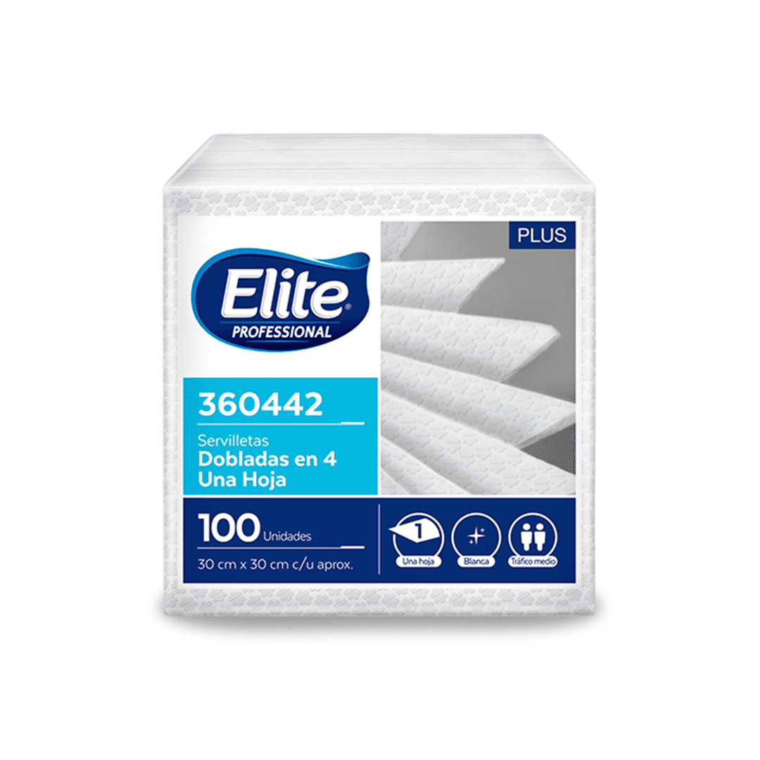 Servilleta doblada en 4 Plus 30x30 / x100 - Elite Professional 360442