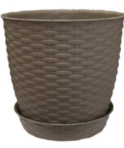 Maceta Redonda Estilo Ratán 25x23 cm - Rey