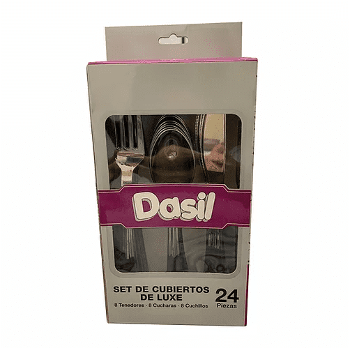 Set De Cubiertos Plásticos Cromados x24 uni. - Dasil