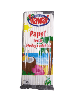 Sorbete De Papel Blanco Biodegradable (50 und) - Hawai