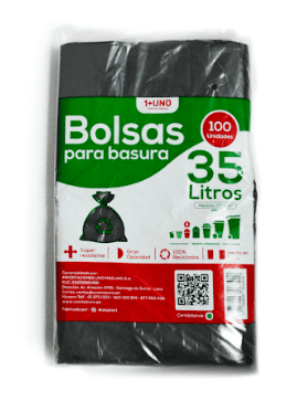 Bolsas Negra 35 lts plana 20x26" 100 und -1+UNO