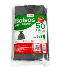 Bolsas Negra 50 lts plana 26x30" 100 und -1+UNO